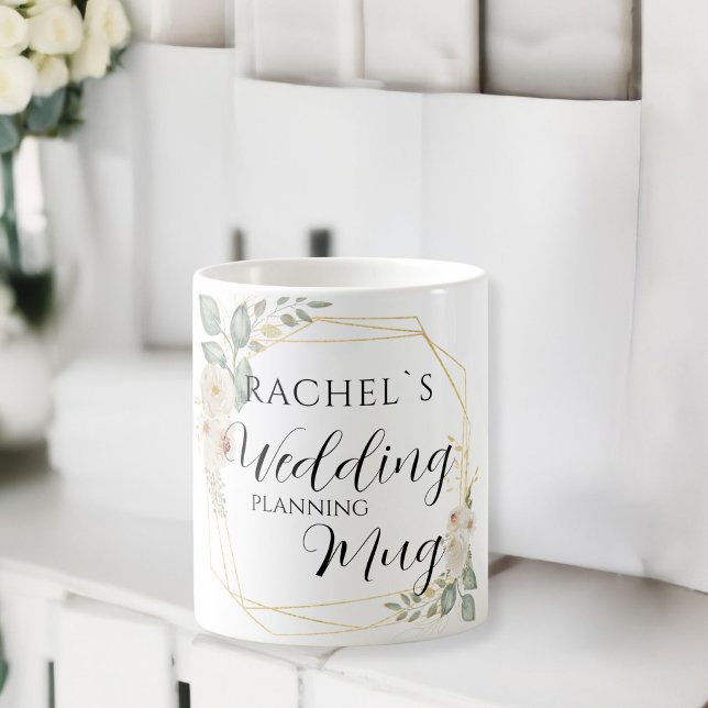 Personalisierbar- Wedding-Planning-Mug  Kaffemugg (Customer Specific, Floral, "Wedding-Planning-Mug" Name Coffee Mug.)