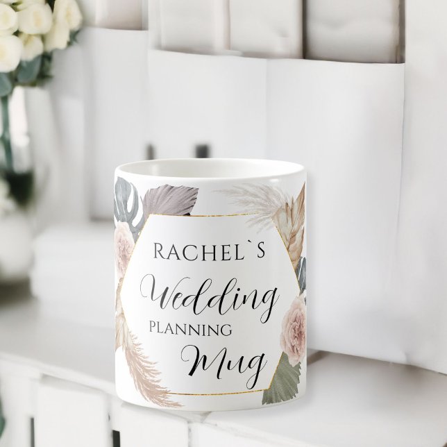 Personalisierbar- Wedding-Planning-Mug    Kaffemugg (Customer specific, boho, floral "Wedding-Planning-Mug". Coffee Mug, with the name of the Bride..)
