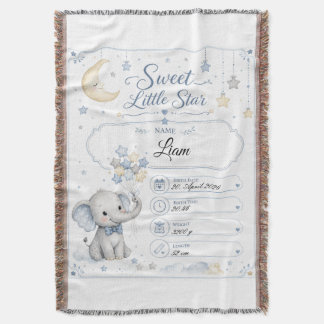 Personalisierbare Baby Geburtstafel mit Elefant Filt