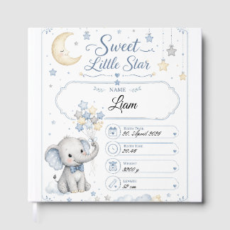 Personalisierbare Baby Geburtstafel mit Elefant Gästböcker