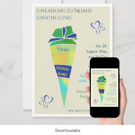 Personalisierbare Einladung Einschulung Junge  Inbjudningar