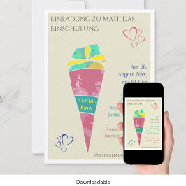 Personalisierbare Einladung zur Einschulung 2024 Inbjudningar