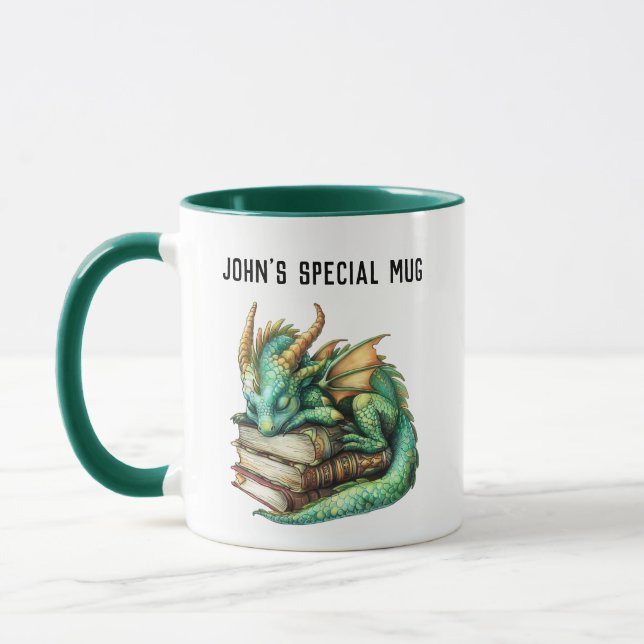 Personalisierbare "I love Dragons & Books" Mugg (Vänster)