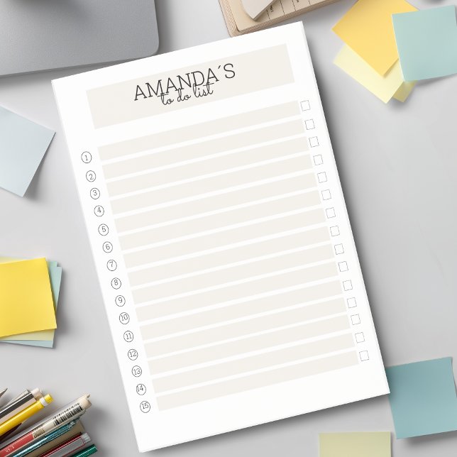 Personalisierbare Modern Beige Weiß Post-it Block (Modern Custom Beige White Post-it Notes)