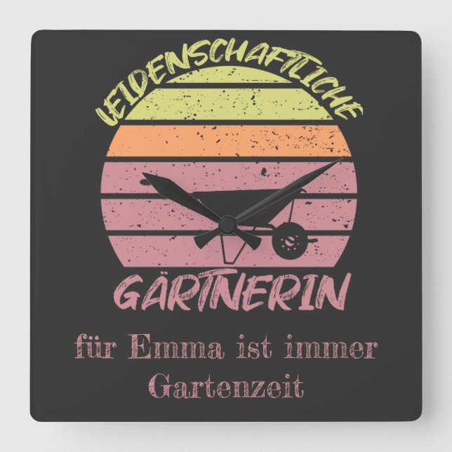 personalisierbares Design Gärtnerin Fyrkantig Klocka (Framsida)