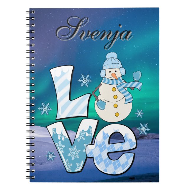 "Personalisierbares Notizbuch 'Love' mit Schneeman Anteckningsbok (Framsidan)