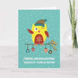 Personalisiert Süsse Weihnachts Eule Helgkort