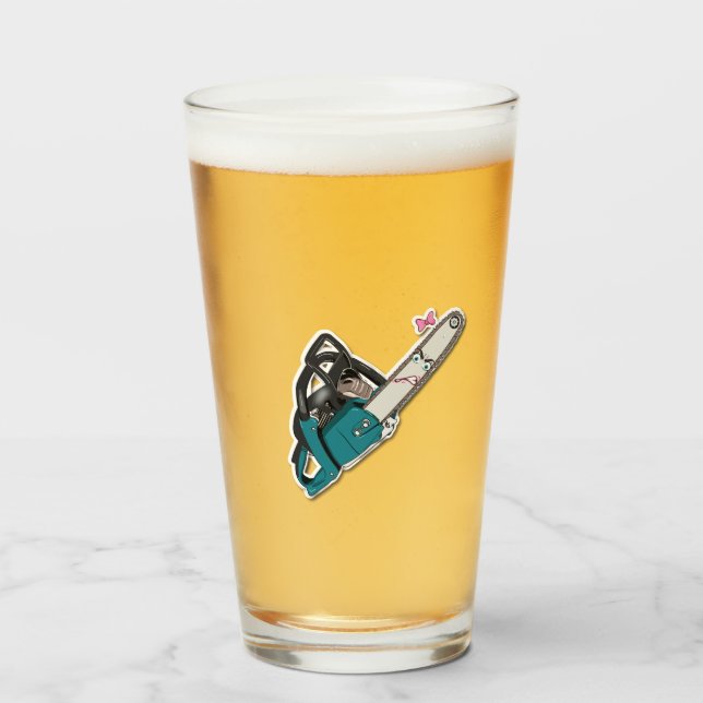 Personalisierte 473 ml Trinkglas mit Kettensägen-D Glaskopp (Framsida fylld)