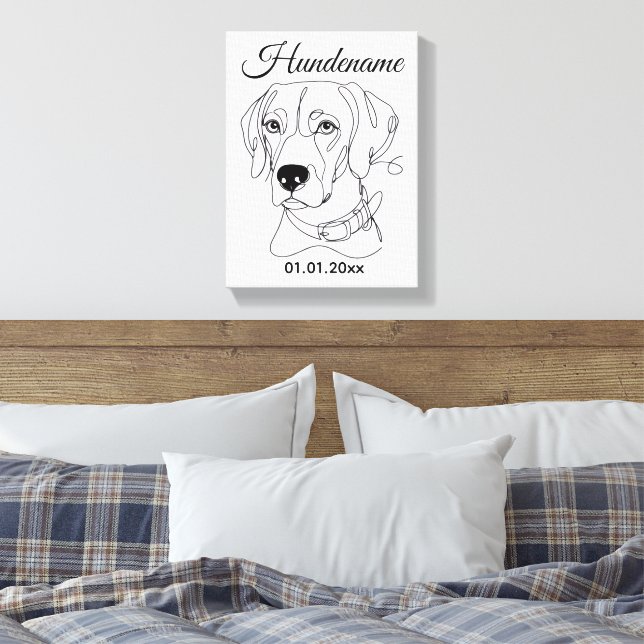Personalisierte Hunde One Line Art Weimaraner Canvastryck (Insitu (sovrum))