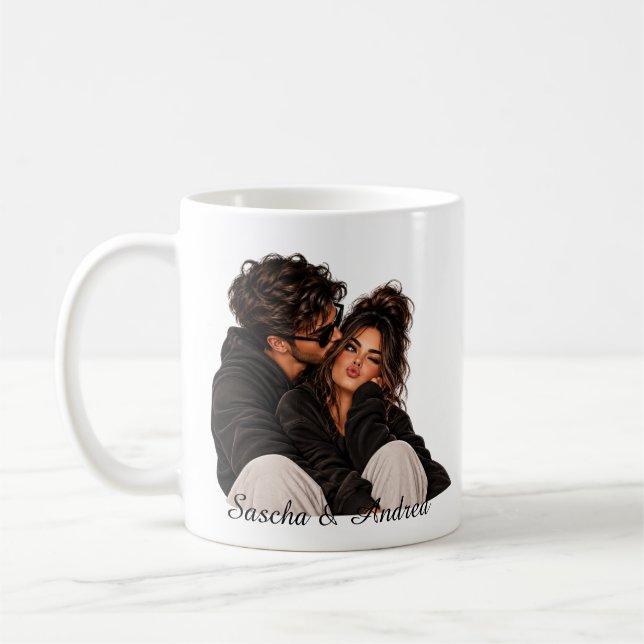 Personalisierte Partnertasse mit Wunschname  Kaffemugg (Vänster)
