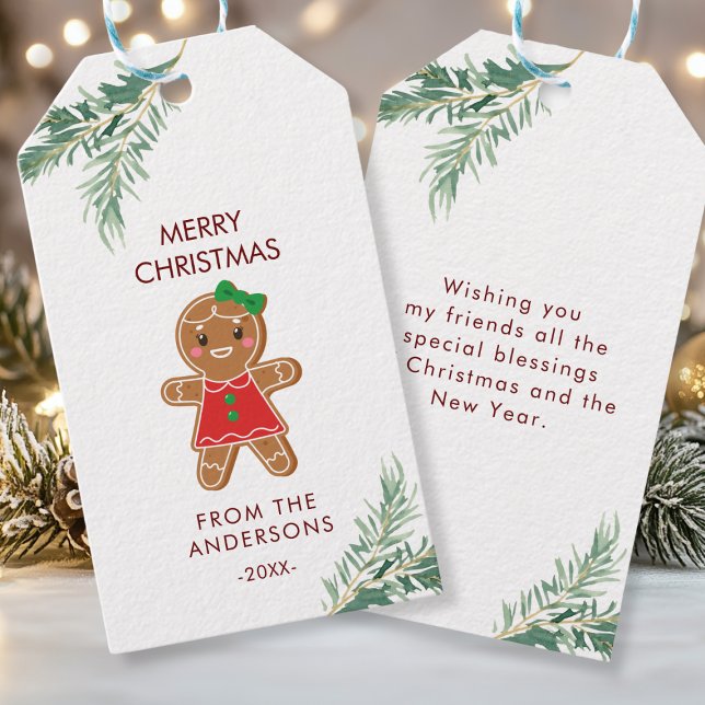 Personalisierte Weihnachts- Geschenkanhänger Presentetikett (Merry Christmas, Gingerbread - Girl - Cookie, Favor Tags.)