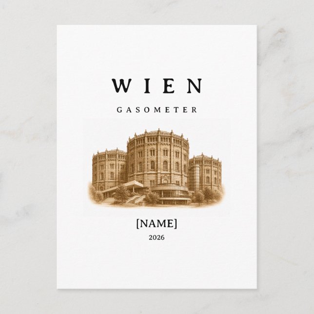 Personalisierte Wien Gasometer | Name & Jahr Vykort (Framsida)