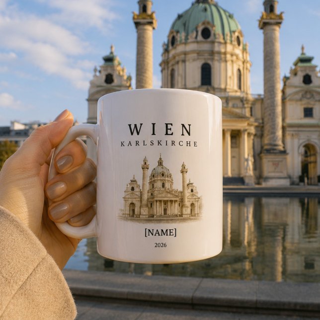 Personalisierte Wien Karlskirche Tasse | Name & Ja Kaffemugg (Deine personalisierte Wien Karlskirche Tasse stilvoll einzigartig mit deinem Namen gestaltet)