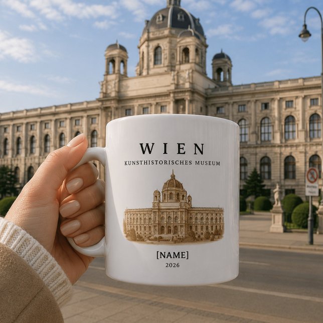 Personalisierte Wien Kunsthistorisches Museum  Kaffemugg (Wiener Kultur zum Mitnehmen – deine personalisierte Tasse vor dem Kunsthistorischen Museum)