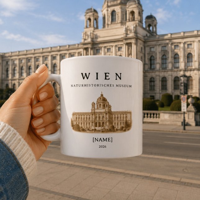 Personalisierte Wien Naturhistorisches Museum  Kaffemugg (Naturhistorisches Museum Wien – deine personalisierte Tasse mit ikonischer Architektur im Blick)