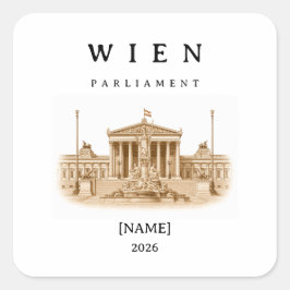 Personalisierte Wien Parlament | Name & Jahr Fyrkantigt Klistermärke