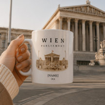 Personalisierte Wien Parlament Tasse | Name & Jahr