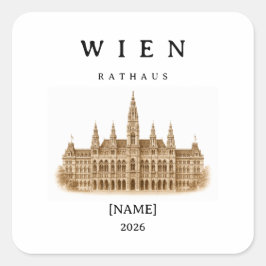 Personalisierte Wien Rathaus | Name & Jahr Fyrkantigt Klistermärke