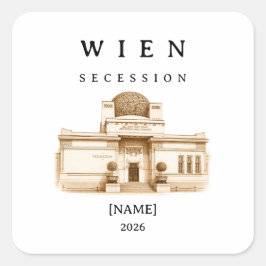 Personalisierte Wien Secession | Name & Jahr Fyrkantigt Klistermärke