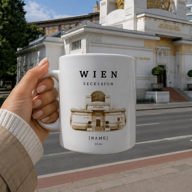 Personalisierte Wien Secession Tasse | Name & Jahr Kaffemugg (Deine personalisierter Tasse direkt an der Straße dieses ikonischen Bauwerks)