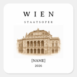 Personalisierte Wien Staatsoper | Name & Jahr Fyrkantigt Klistermärke