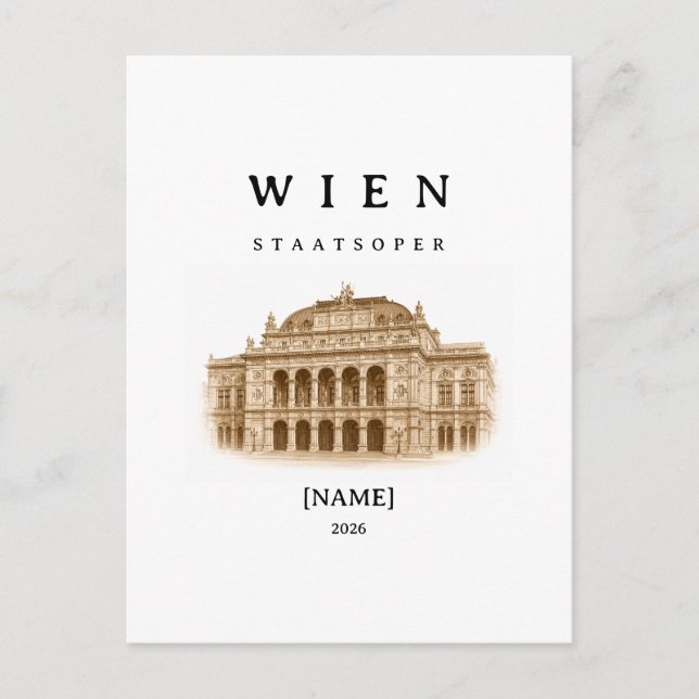Personalisierte Wien Staatsoper | Name & Jahr Vykort (Framsida)