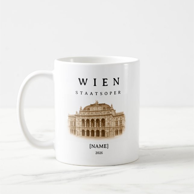 Personalisierte Wien Staatsoper Tasse | Name  Kaffemugg (Vänster)