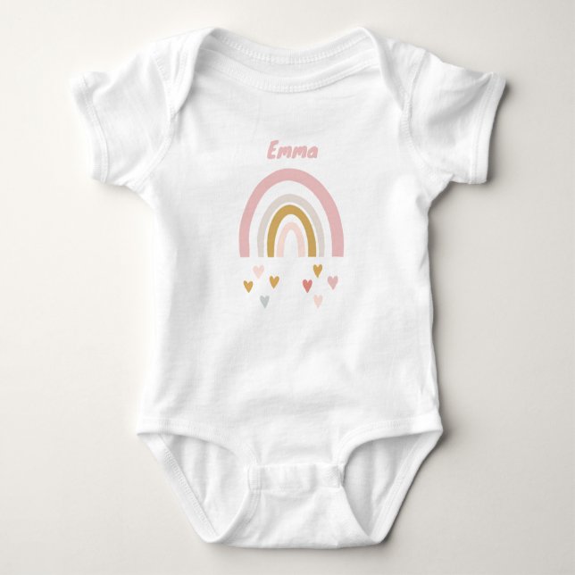Personalisierter Babybody mit Name und Regenbogen T Shirt (Framsida)
