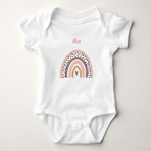 Personalisierter Babybody mit Name und Regenbogen T Shirt (Framsida)