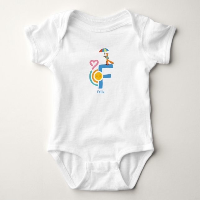 personalisierter Name F Baby Body Strampler  T Shirt (Framsida)
