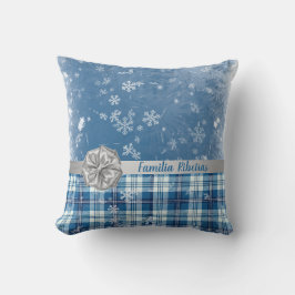 Personaliza Navidad Elegante Cuadriculado Azul  Kudde