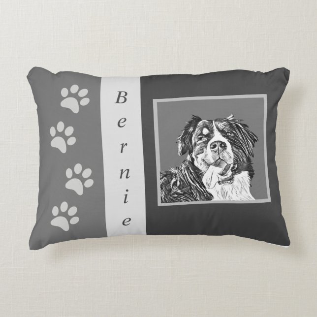 Personalizable Bernese Mountain Hund Pillow Prydnadskudde (Framsidan)