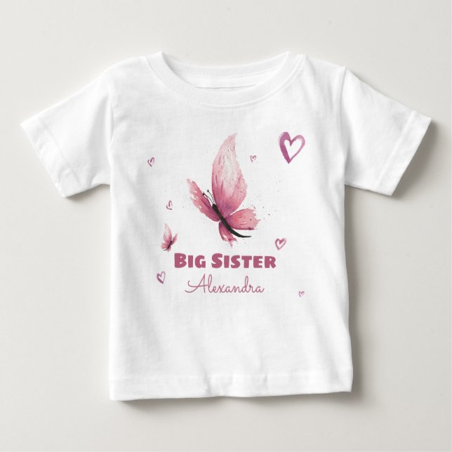 Personalizable Big syster vattencolor butterfly T Shirt (Framsida)