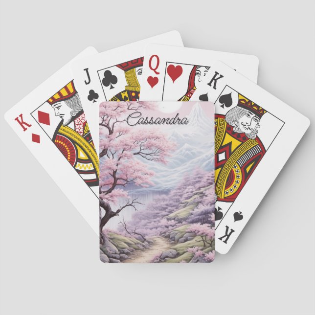 Personalizable Cherry Blossom Landscape  Casinokort (Baksidan)