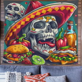 Personalizable Cinco de Mayo Skull Tapestry