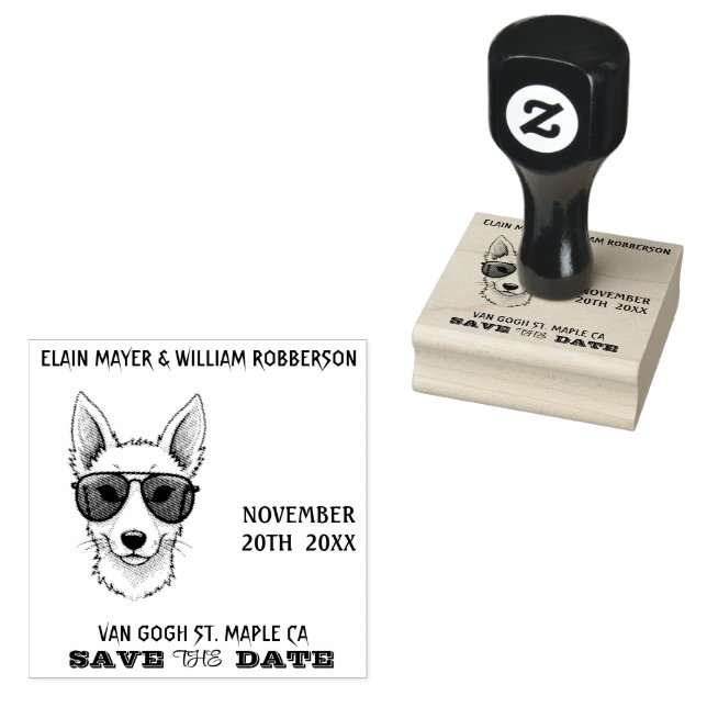 Personalizable Cool Dog Save the Date  Stämpel (Stämplad)