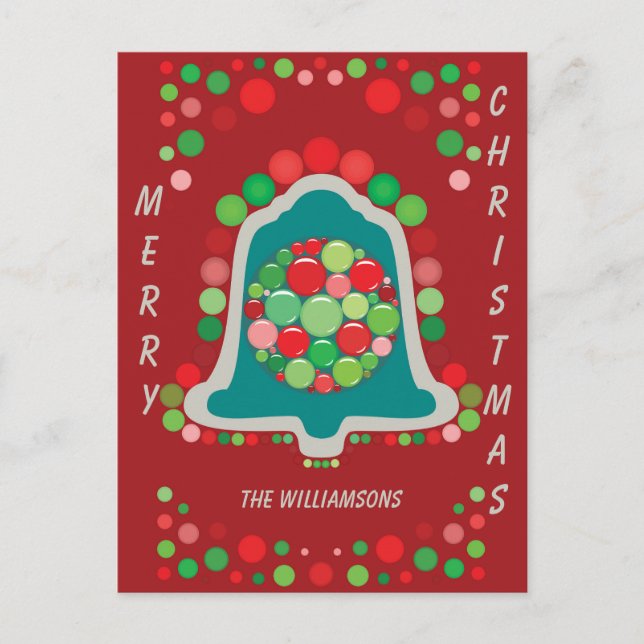 Personalizable Editable Bell Christmas/Holiday Vykort (Framsida)