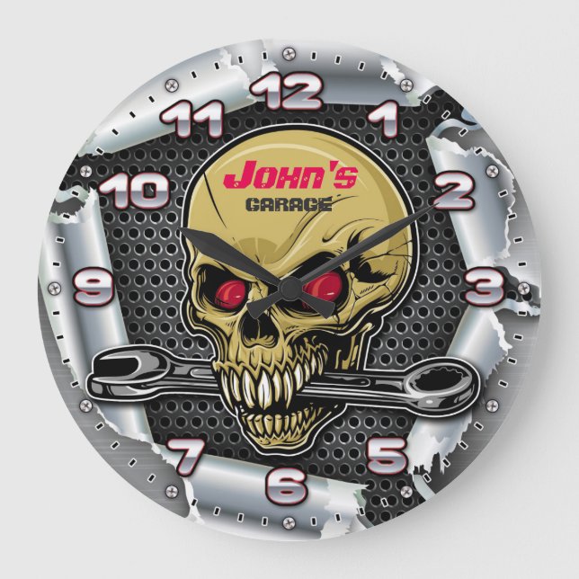 Personalizable för grotta för garageverktygman stor klocka (Framsida)