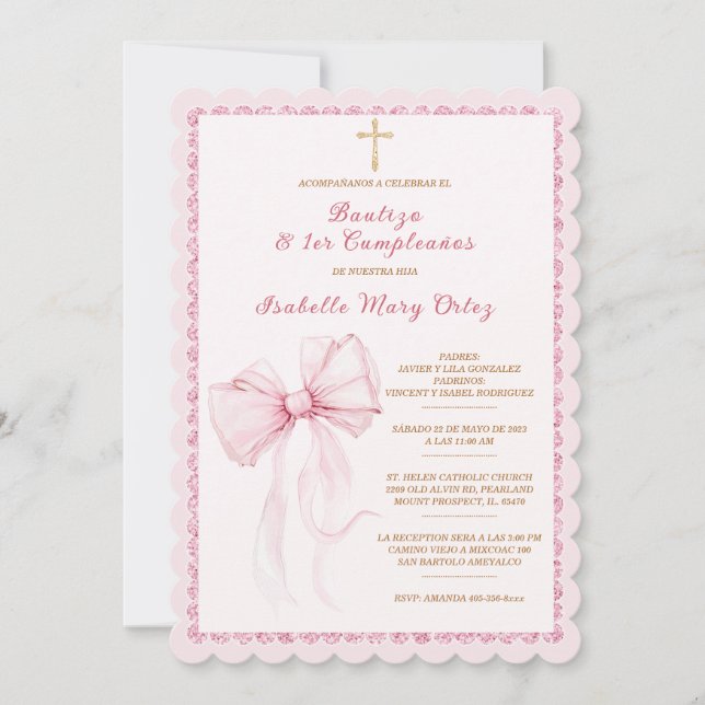 Personalizable Para Bautizo y Primer Cumpleaños Inbjudningar (Framsida)