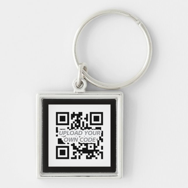 Personalizable QR kodifierar Keychain - finna dina Fyrkantig Silverfärgad Nyckelring (Framsidan)
