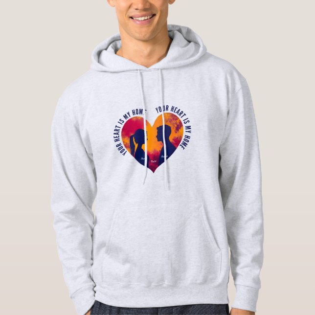Personalizable Romantic Couple Silhouette Heart  Hoodie (Framsida)