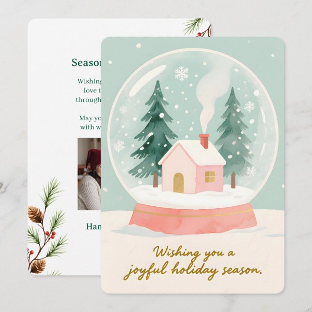 Personalizable Vintage  Flat Holiday Card  Julkort (Fram/baksida)