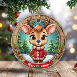 Personalizable Wildlife Winter Animal Holiday 🦌🎄 Julgransprydnad Keramik