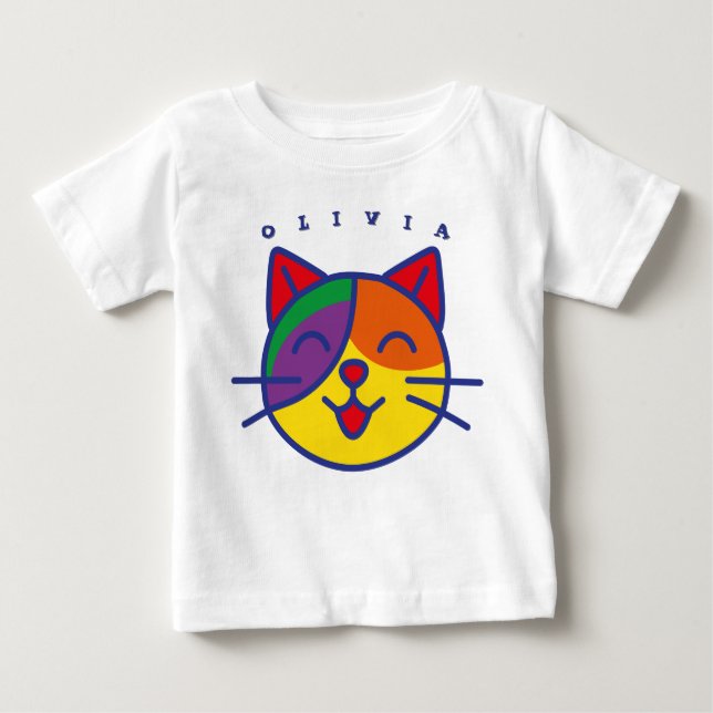 personalizada para niños y niñas - Diseño de Gato  T Shirt (Framsida)