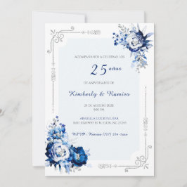 Personalizadas plata 25 años estilo vintage inbjudningar