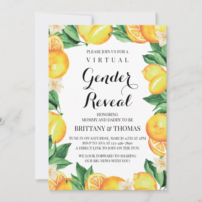 Personalizado de invitación a revelar género de lé inbjudningar (Framsida)