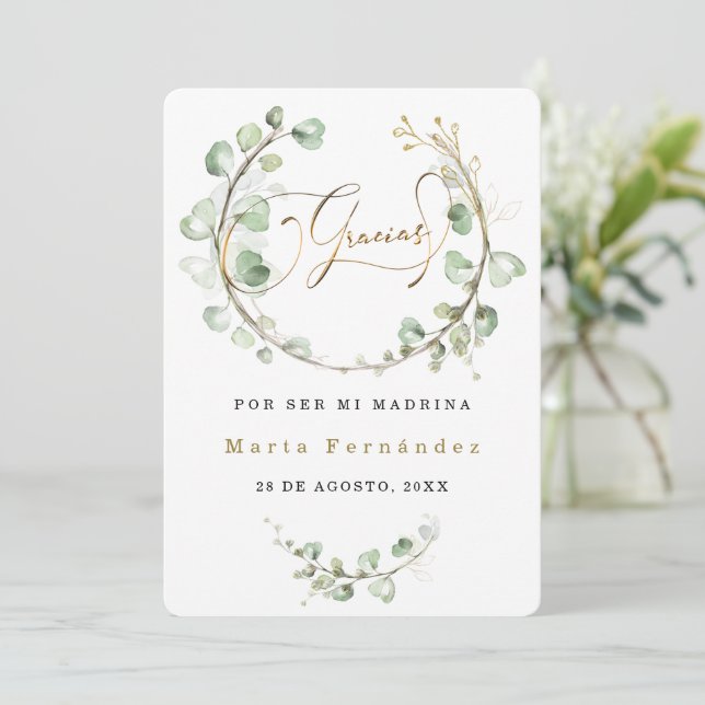 Personalizar tarjeta de agradecimiento la madrina inbjudningar (Stående Fram)