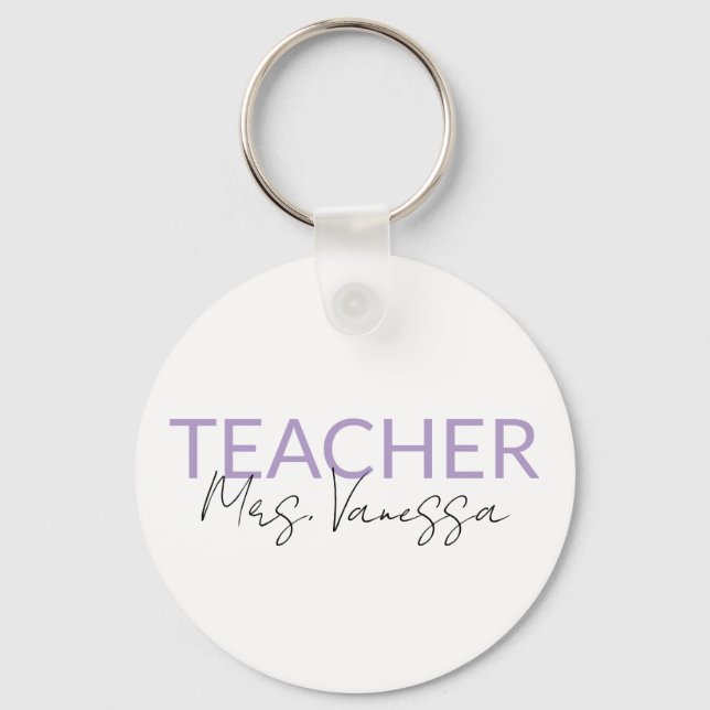 Personalization Teacher Name keychain, Retro Teach Nyckelring (Framsida)