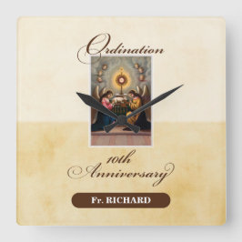 Personalize, 10:e ordination-årsdagen Änglar Fyrkantig Klocka