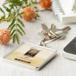 Personalize, 10:e ordination-årsdagen Änglar Fyrkantig Silverfärgad Nyckelring